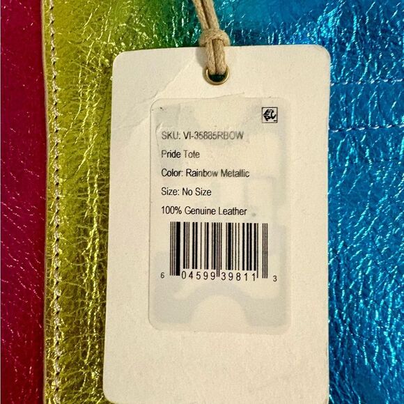 NEW HOBO Rainbow Metallic Leather Pride Tote Bag - Picture 7 of 7